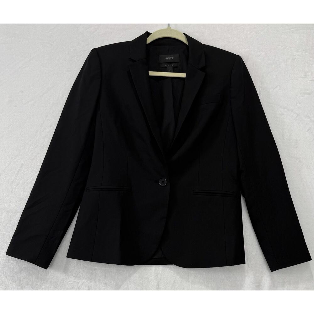 J Crew Black Blazer Bi Stretch Size 8